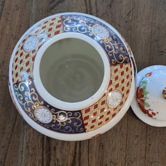 Gold Imari Mid-Century Japanese Porcelain Ginger Jar W/Lid Hand Painted Vintage - Picture 11 of 11